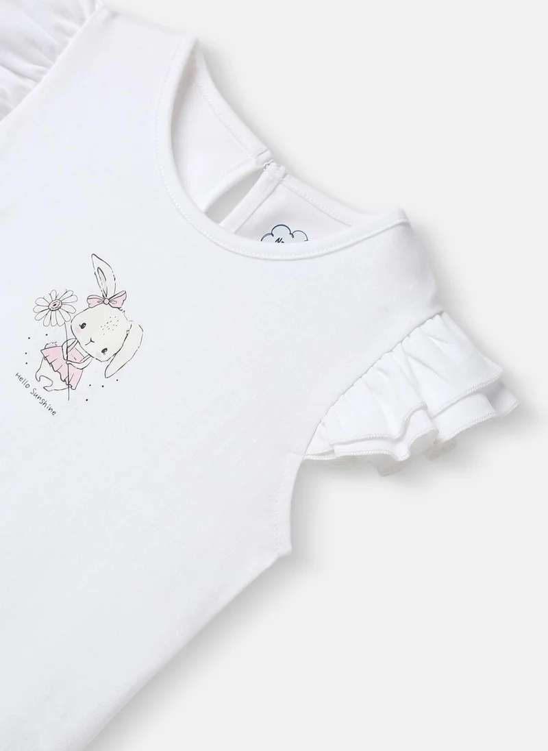 Nautinati Girls’ Cotton Top and Shorts Set |Graphic Print Top | Elasticated Shorts | 0-2 Years