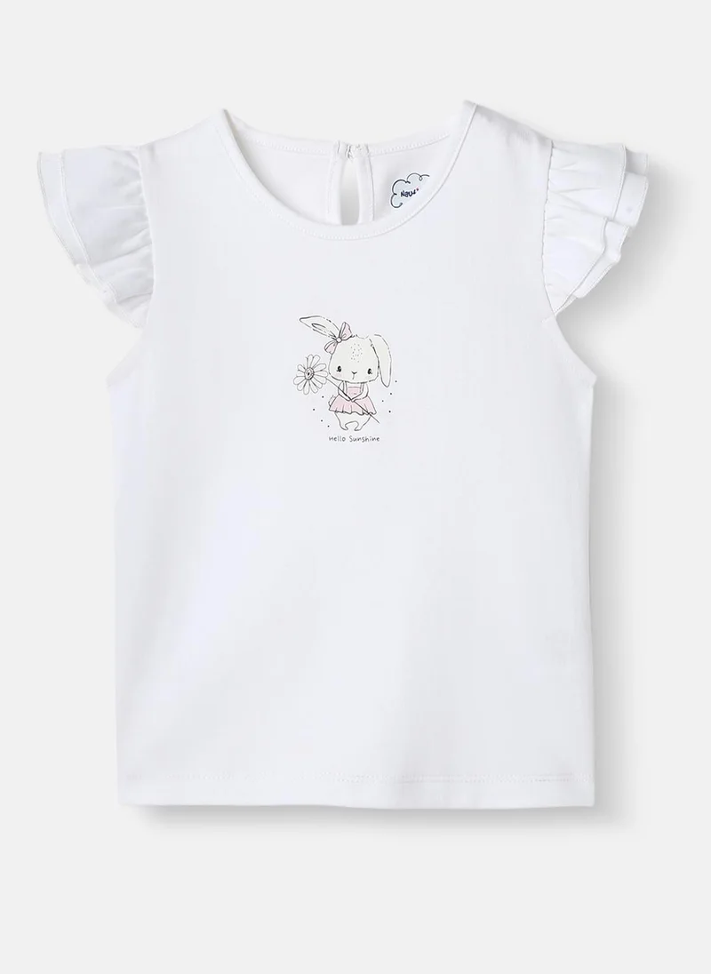 Nautinati Girls’ Cotton Top and Shorts Set |Graphic Print Top | Elasticated Shorts | 0-2 Years