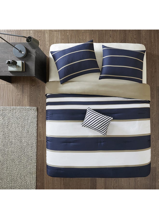 Comfort Spaces Comfort Spaces Casual Comforter Set Sporty Design, Vibrant Color, Active Lifestyle Boys Bedroom Décor, All Season Soft Microfiber Bedding Set, Decorative Pillow, Sham Blue/White Twin/Twin XL 3 Piece  - Image 3
