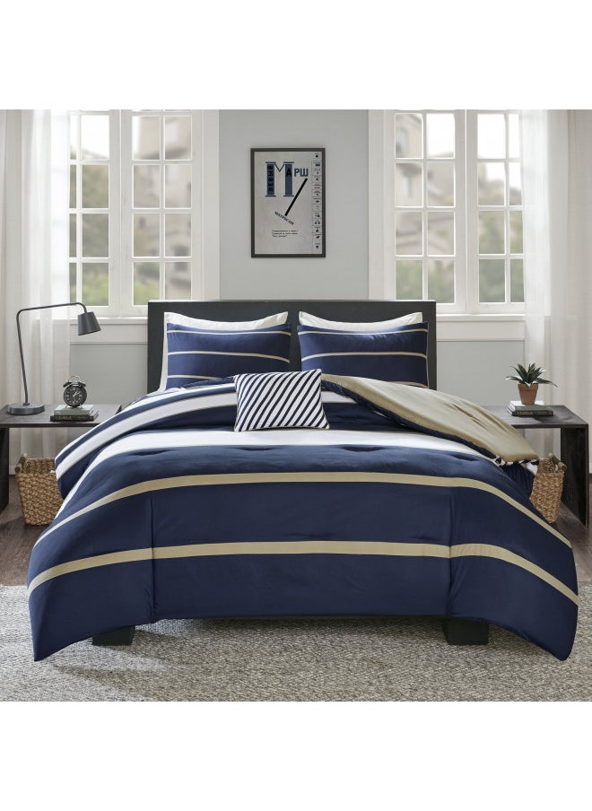 Comfort Spaces Comfort Spaces Casual Comforter Set Sporty Design, Vibrant Color, Active Lifestyle Boys Bedroom Décor, All Season Soft Microfiber Bedding Set, Decorative Pillow, Sham Blue/White Twin/Twin XL 3 Piece  - Image 2