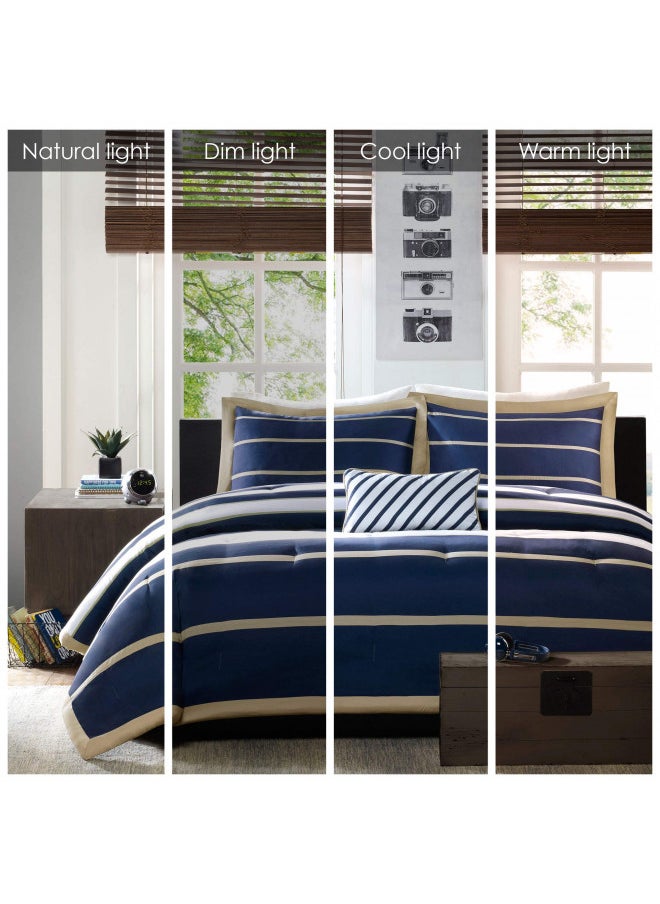 Comfort Spaces Comfort Spaces Casual Comforter Set Sporty Design, Vibrant Color, Active Lifestyle Boys Bedroom Décor, All Season Soft Microfiber Bedding Set, Decorative Pillow, Sham Blue/White Twin/Twin XL 3 Piece  - Image 4