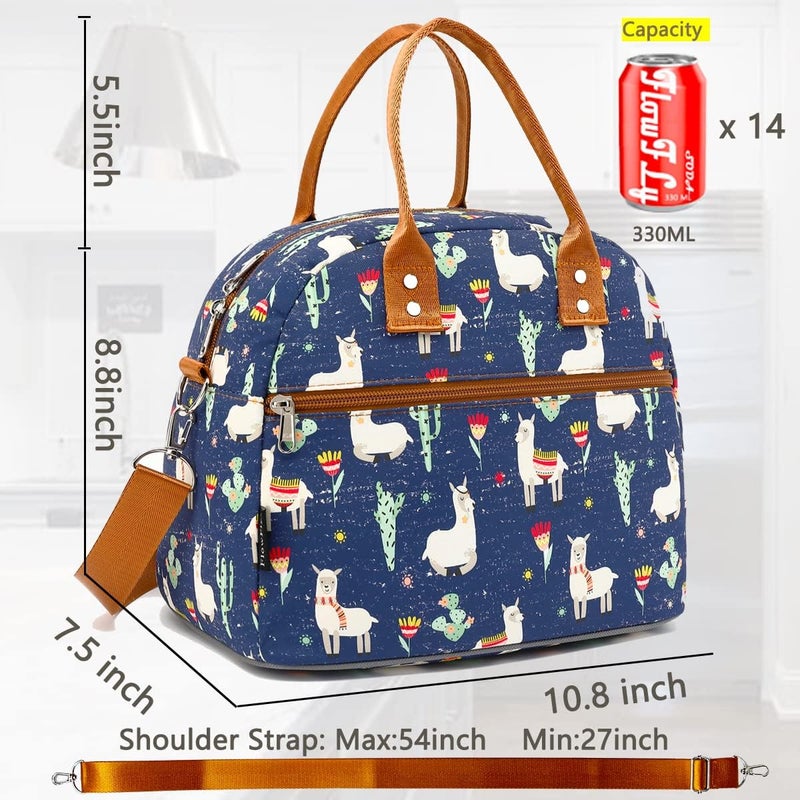 FlowFly Insulated Lunch Bag With Shoulder Strap for Women, Men, and Kids, Large and Reusable, Handle, Freezable Work and School Travel Tote and Meal Prep Organizer,Alpaca - Image 3