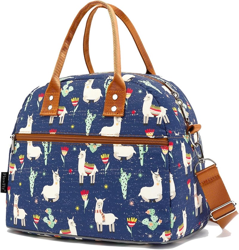FlowFly Insulated Lunch Bag With Shoulder Strap for Women, Men, and Kids, Large and Reusable, Handle, Freezable Work and School Travel Tote and Meal Prep Organizer,Alpaca - Image 1