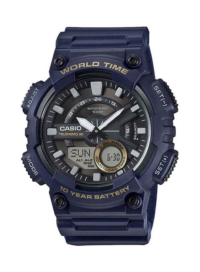 CASIO Men Water Resistant Analog & Digital Watch AEQ-110W-2AVDF - 47 mm - Navy Blue - Image 1