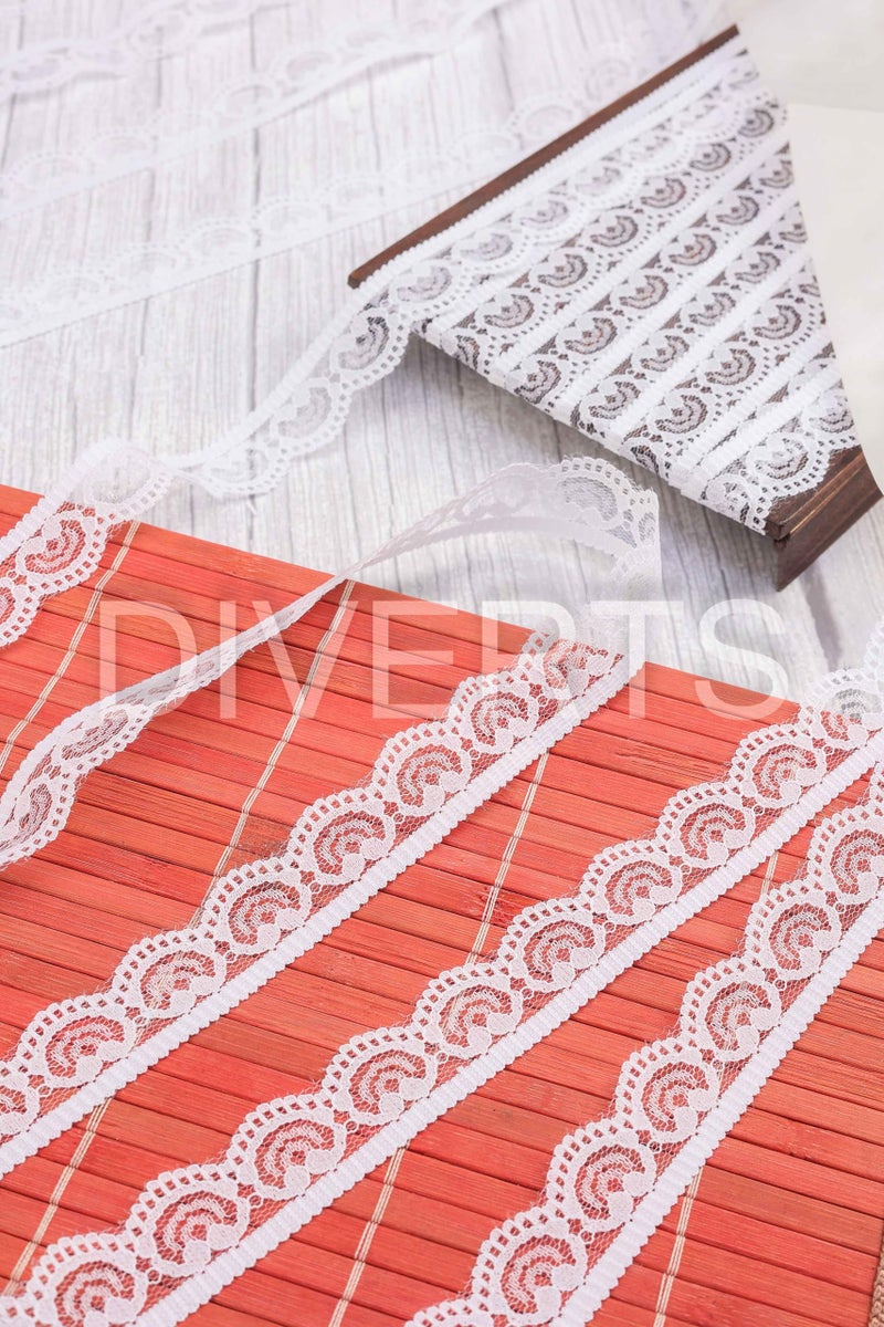DIVERTS Soft Lightweight Nylon Lace and Border Material Dyeable, Net Ribbon for Wedding Invitation Card, Curtain, Tablecloth Slipcover, Sofa Cover Dupattas, Saree Suit Borders, 10 Mtr x 1.5CM (White) - Image 4
