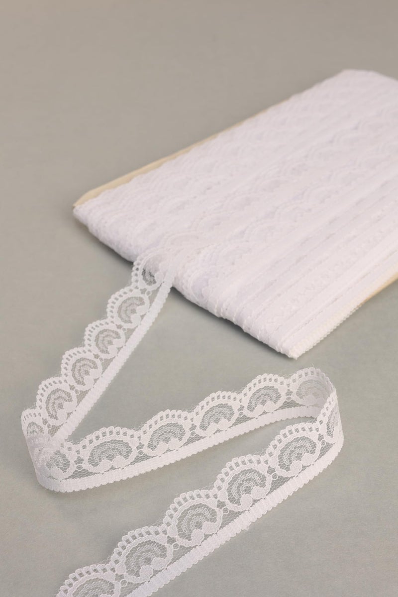 DIVERTS Soft Lightweight Nylon Lace and Border Material Dyeable, Net Ribbon for Wedding Invitation Card, Curtain, Tablecloth Slipcover, Sofa Cover Dupattas, Saree Suit Borders, 10 Mtr x 1.5CM (White) - Image 1