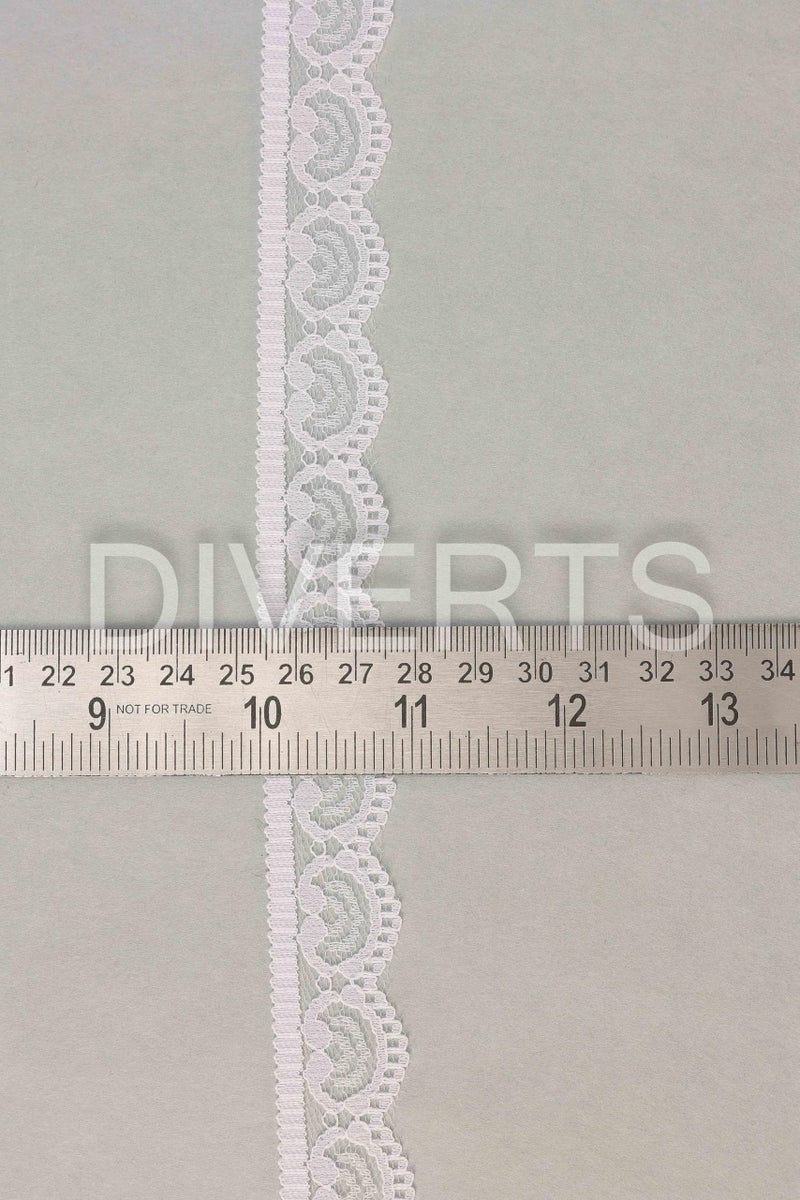 DIVERTS Soft Lightweight Nylon Lace and Border Material Dyeable, Net Ribbon for Wedding Invitation Card, Curtain, Tablecloth Slipcover, Sofa Cover Dupattas, Saree Suit Borders, 10 Mtr x 1.5CM (White) - Image 3