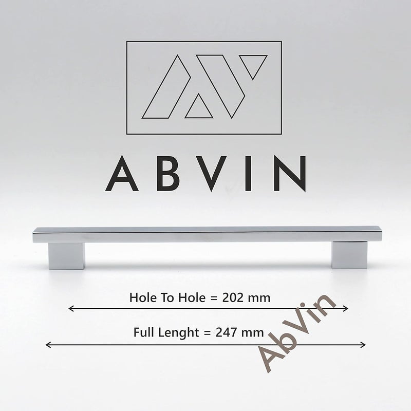 ABVIN ABVIN Premium Rectangular Chrome Bar Handles Modern Gold Cabinet Hardware Furniture Pulls for Doors Cabinets Cupboards Drawers 1 pcs 8 INCH  - Image 2