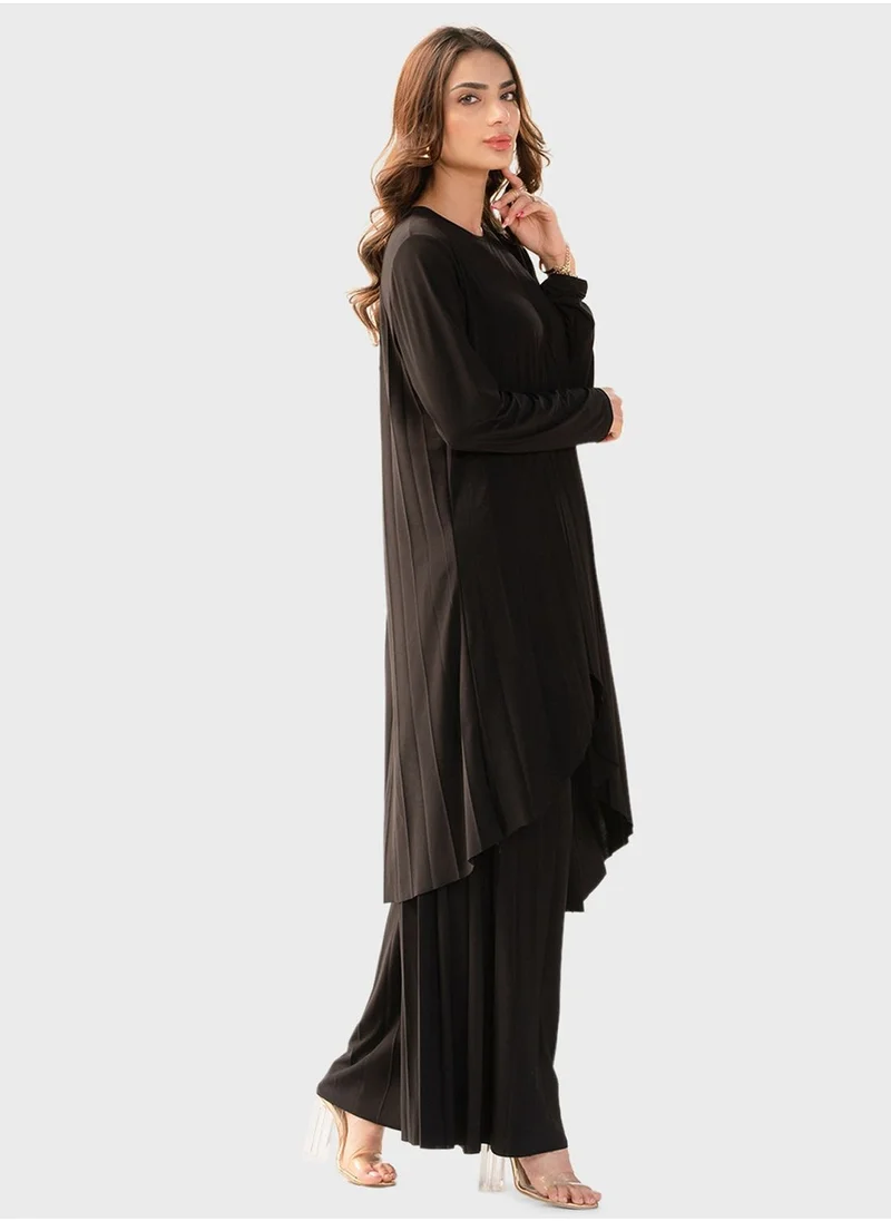 هاسال Asymmetrical Hem Kaftan & Pants Sets