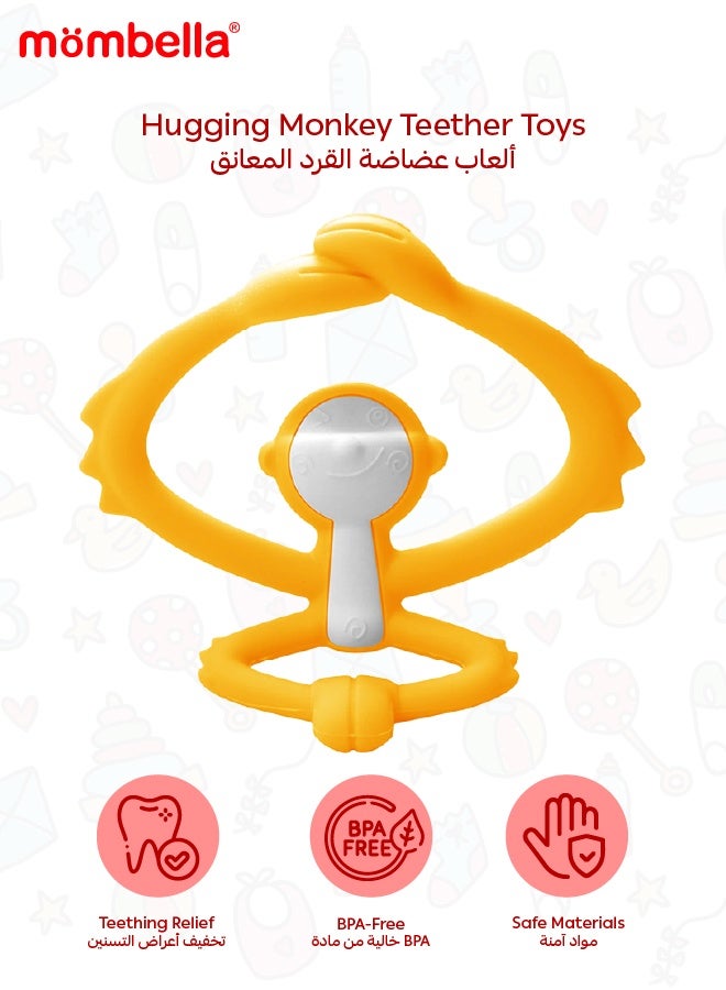 Mombella Hugging Monkey Teether Toy | BPA-Free Silicone | Safe & Hygienic Teething Toy | Soft & Flexible Design | 3-6 Months | Dimensions: L 7.4 x W 6.4 x H 6.5 cm - Image 1