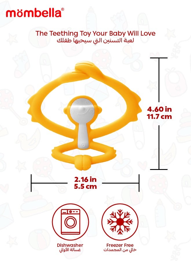 Mombella Hugging Monkey Teether Toy | BPA-Free Silicone | Safe & Hygienic Teething Toy | Soft & Flexible Design | 3-6 Months | Dimensions: L 7.4 x W 6.4 x H 6.5 cm - Image 4