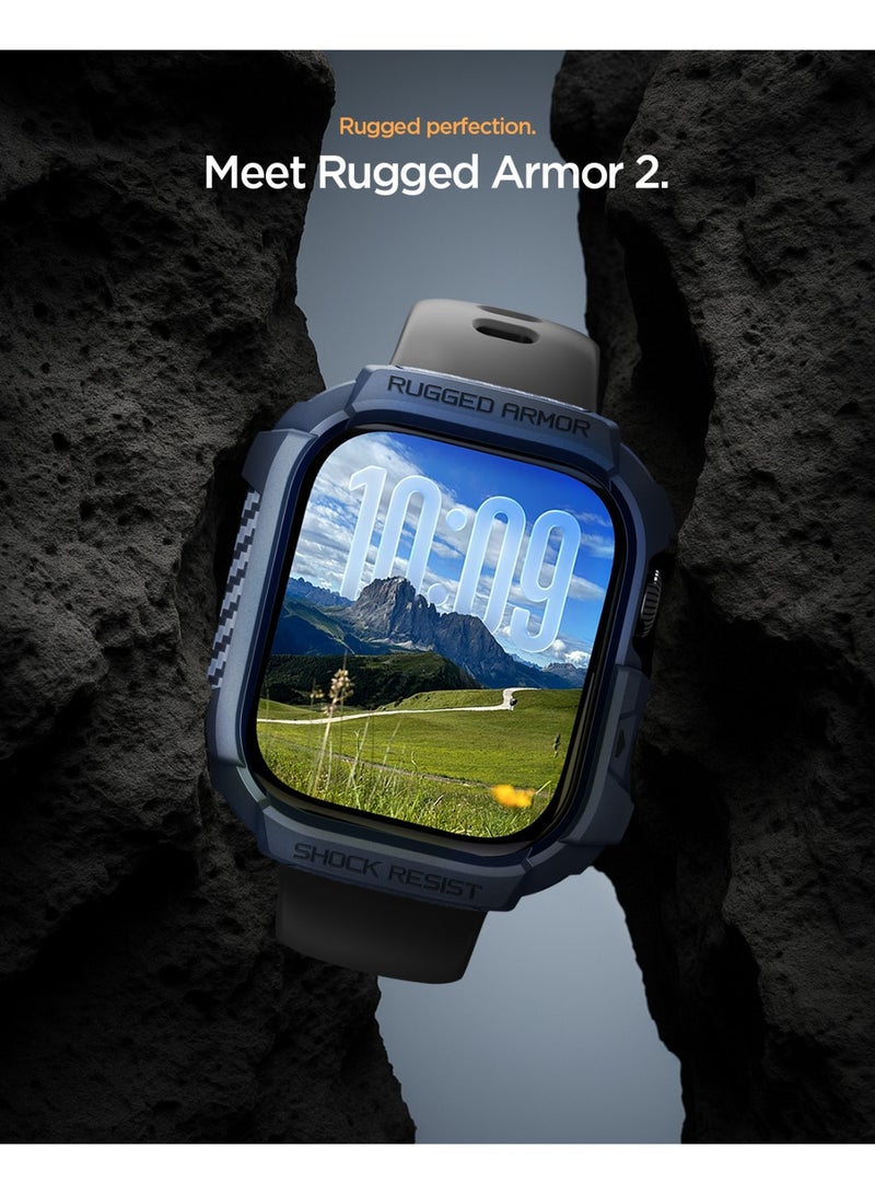 Spigen Rugged Armor 2 Apple Watch Series 11/10 (42mm) Case Cover Durable Protective TPU Flexible Shock Proof Mil Grade Bumper - Navy Blue - Image 3