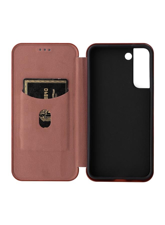 اس-توب جراب لهاتف Samsung Galaxy S22 مصنوع من ألياف الكربون مع غطاء جلدي قابل للطي أفقيًا - Image 5