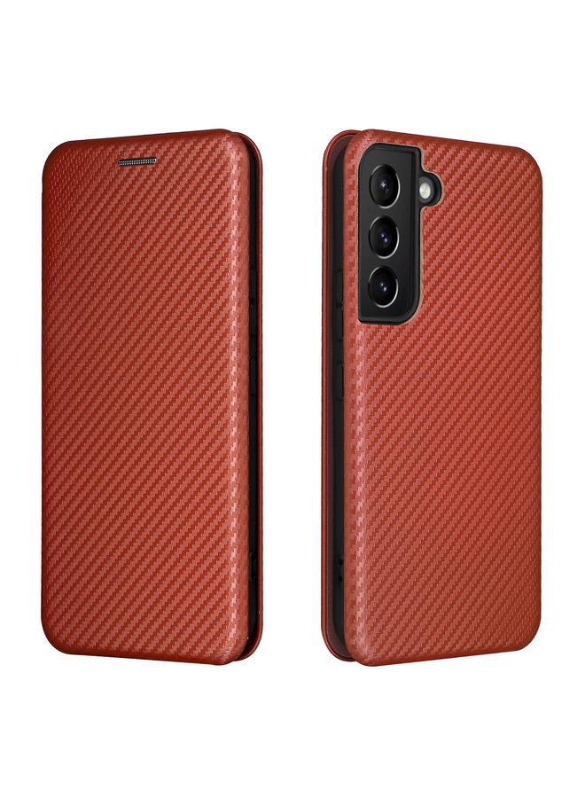 اس-توب جراب لهاتف Samsung Galaxy S22 مصنوع من ألياف الكربون مع غطاء جلدي قابل للطي أفقيًا - Image 2