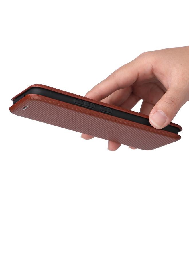 اس-توب جراب لهاتف Samsung Galaxy S22 مصنوع من ألياف الكربون مع غطاء جلدي قابل للطي أفقيًا - Image 3