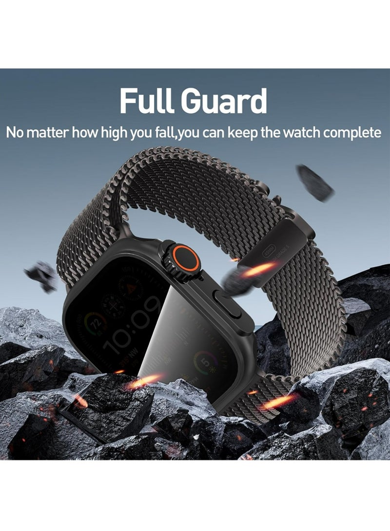 X-level Apple Watch 46mm Tempered Glass Screen Protector Case, [Anti-Peeping] All-Round Durable Hard PC Protective Cover for iWatch Series 11/10 (Black-46mm) - Image 3