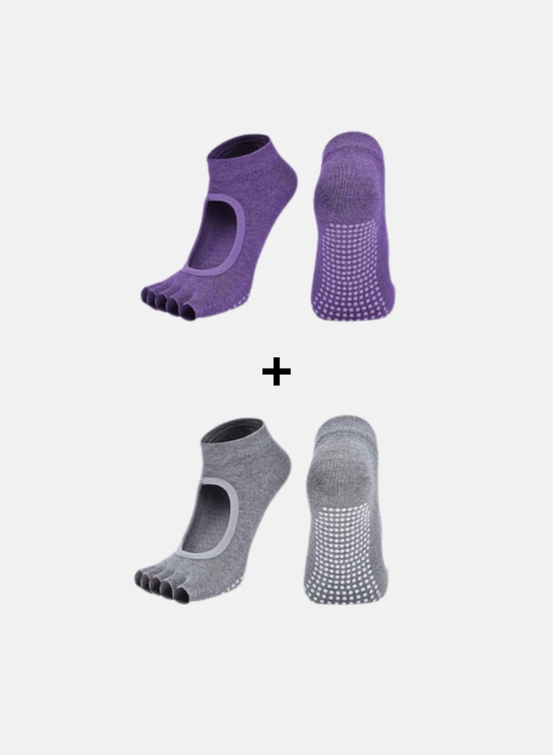 كانجرو 2 ازواج من جوارب يوغا بيلاتيس للياقة البدنية ومضادة للانزلاق كانجرو - Image 1