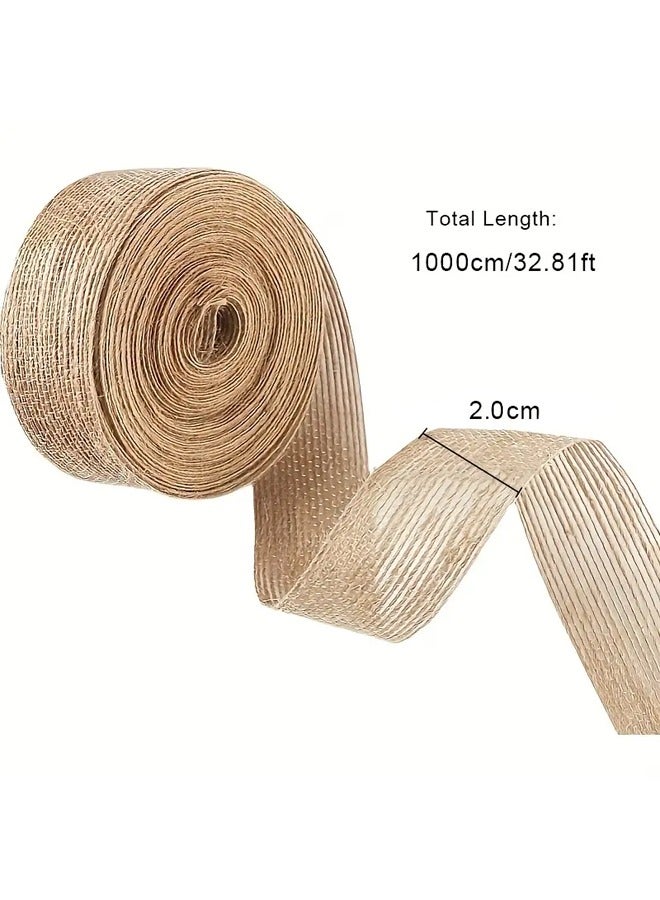 Zeemey 4 Rolls Of Natural Burlap Fabric With Burlap Ribbon For  Gift Wrapping Wedding Event Party Home Bows Crafts Decoration, 11 Yards Long 0.787 Inch Wide Each Roll - Image 3
