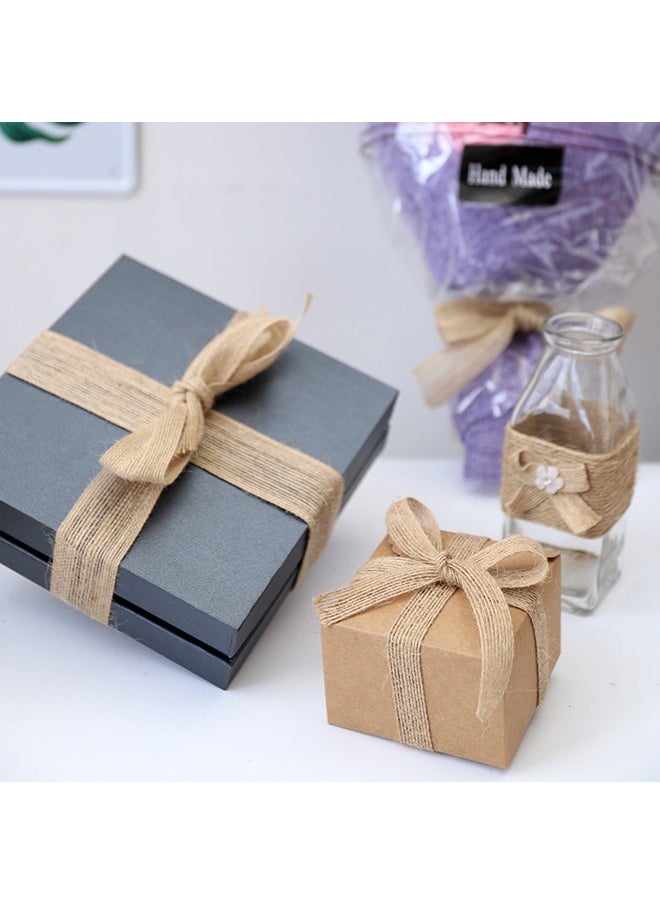 Zeemey 4 Rolls Of Natural Burlap Fabric With Burlap Ribbon For  Gift Wrapping Wedding Event Party Home Bows Crafts Decoration, 11 Yards Long 0.787 Inch Wide Each Roll  - Image 4
