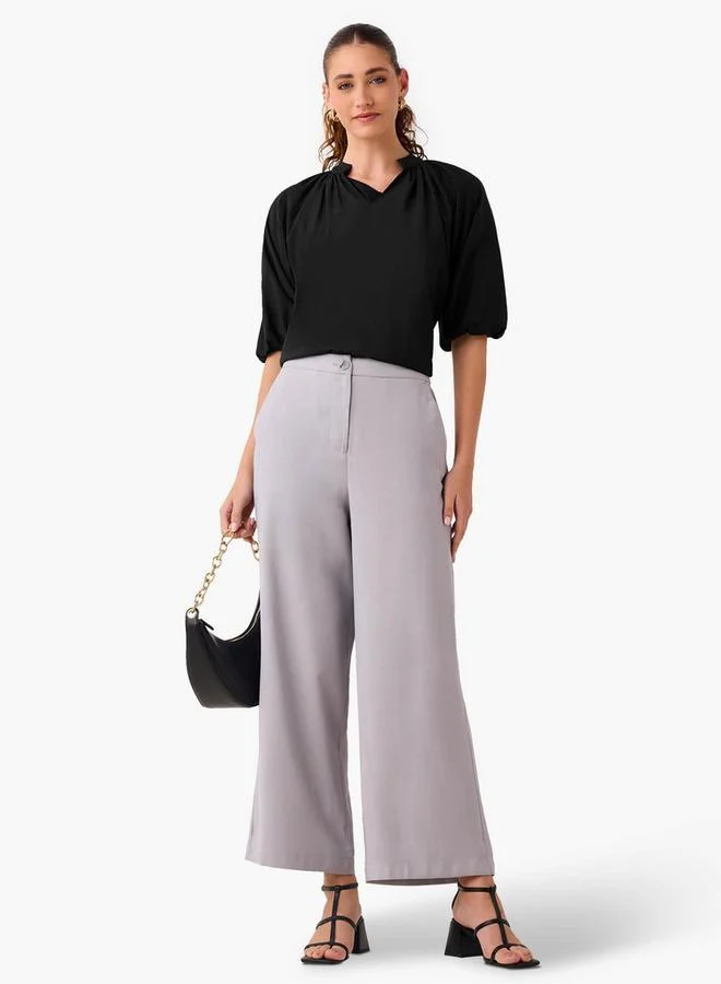 Splash FAV Mandarin Collar Balloon Sleeves Top