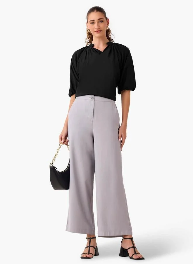 Splash FAV Mandarin Collar Balloon Sleeves Top