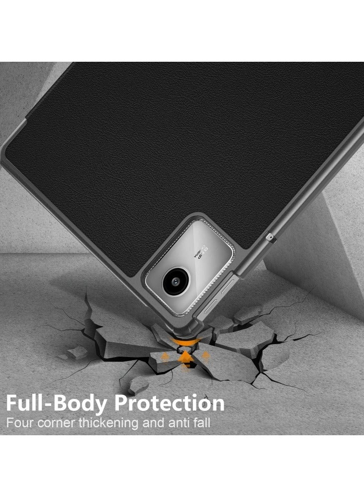 HuHa Lenovo Tab M11 Cover, Slim Lightweight Stand PC hard Case Three Fold Leather Protective Case Cover for Lenovo Tab M11 TB330FU with Auto Wake/Sleep Function - Black - Image 5