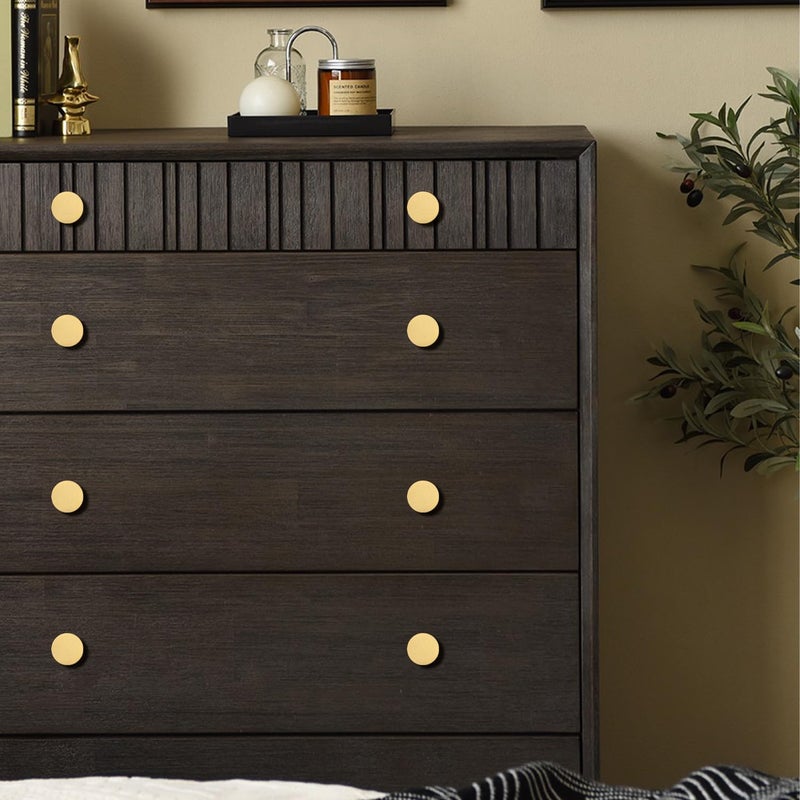 RZDEAL 118 Inch Round Gold Knobs for Dresser Knurled Drawer Handles Pulls Solid Brass Cabinet Knobs10 Pack - Image 4