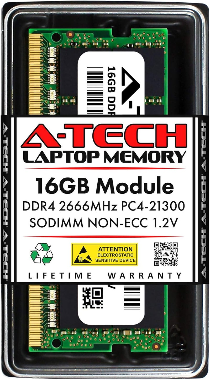 ATECH 16GB DDR4 2666MHz PC4-21300 (PC4-2666V) CL19 SODIMM 1.2V 260-Pin Non-ECC SO-DIMM Laptop Notebook RAM Memory Module - Image 1