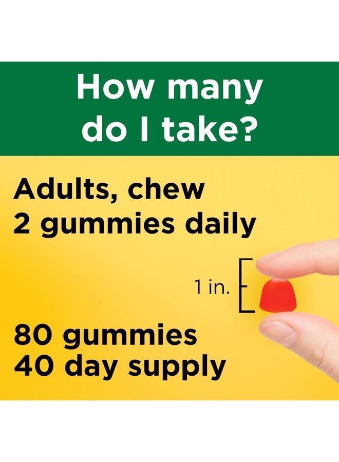 Extra Strength Vitamin D3 5000 IU (125 mcg) per serving, Dietary Supplement for Bone, Teeth, Muscle and Immune Health Support, 80 Gummies, 40 Day Supply