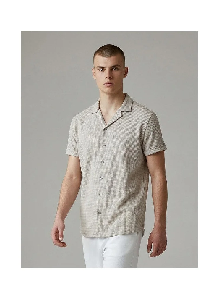 Marrakech Textured Relaxed Fit Shirt with Rolled Cuffs