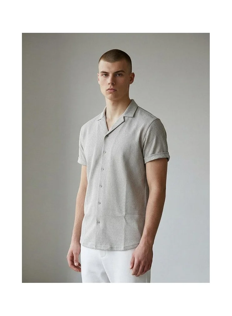 Marrakech Textured Relaxed Fit Shirt with Rolled Cuffs