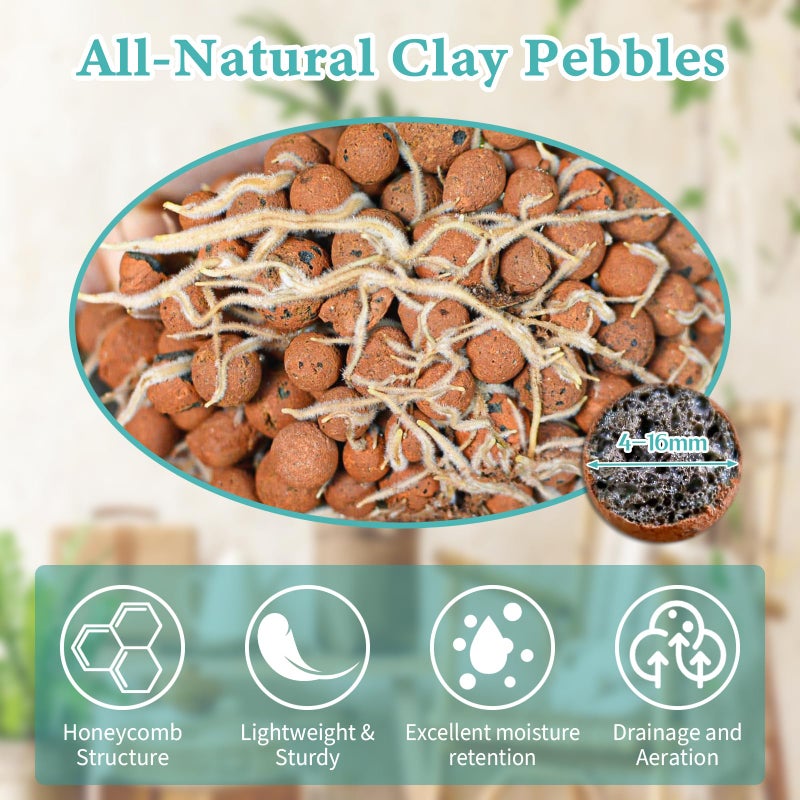 Legigo 15 LB Organic Leca Clay Pebbles for Plants, 4mm-16mm 100% Natural Leca Balls for Indoor Plants, Hydroton Clay Pebbles for Plants Hydroponic Aquaponics Growing Orchid Drainage Terrarium - Image 2