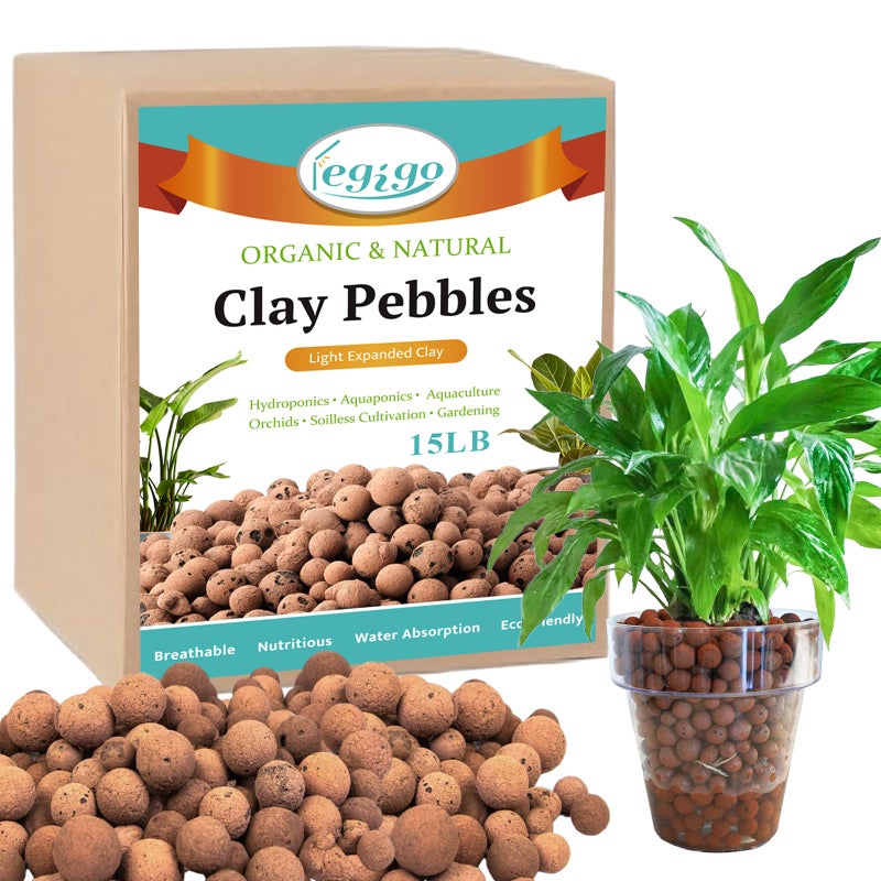 Legigo 15 LB Organic Leca Clay Pebbles for Plants, 4mm-16mm 100% Natural Leca Balls for Indoor Plants, Hydroton Clay Pebbles for Plants Hydroponic Aquaponics Growing Orchid Drainage Terrarium - Image 1