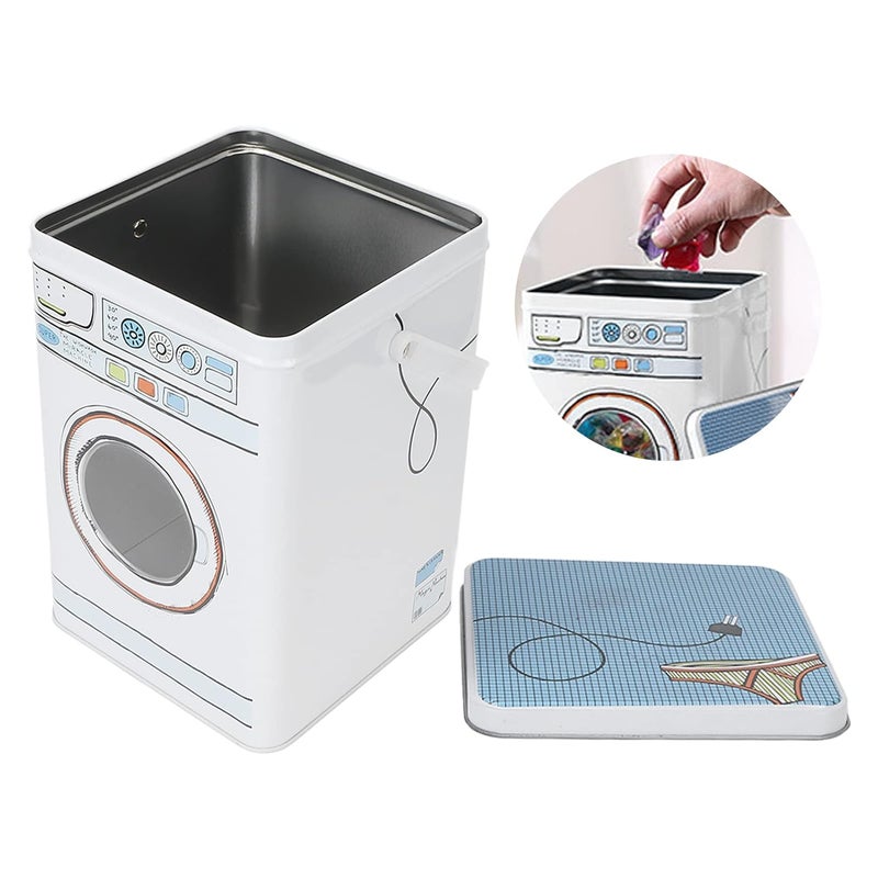 klarako Laundry Powder Metal Box Storage Tin Storage Tin Room Container Detergent Barrel Canister Decorative Storing Washing Tablets Bags - Image 3