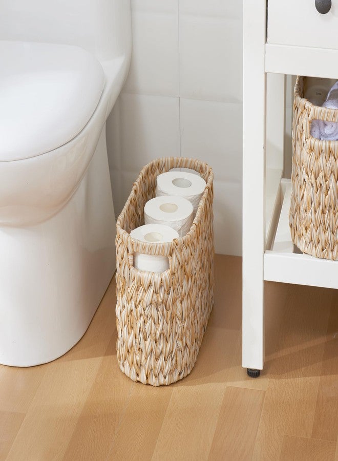 ROSOS Toilet Paper Storage,Toilet Paper Basket for Bathroom Storage 6 Rolls, Waterproof Toilet Paper Organizer for Storage, Freestanding Toilet Paper Storage Basket, Beige - Image 4
