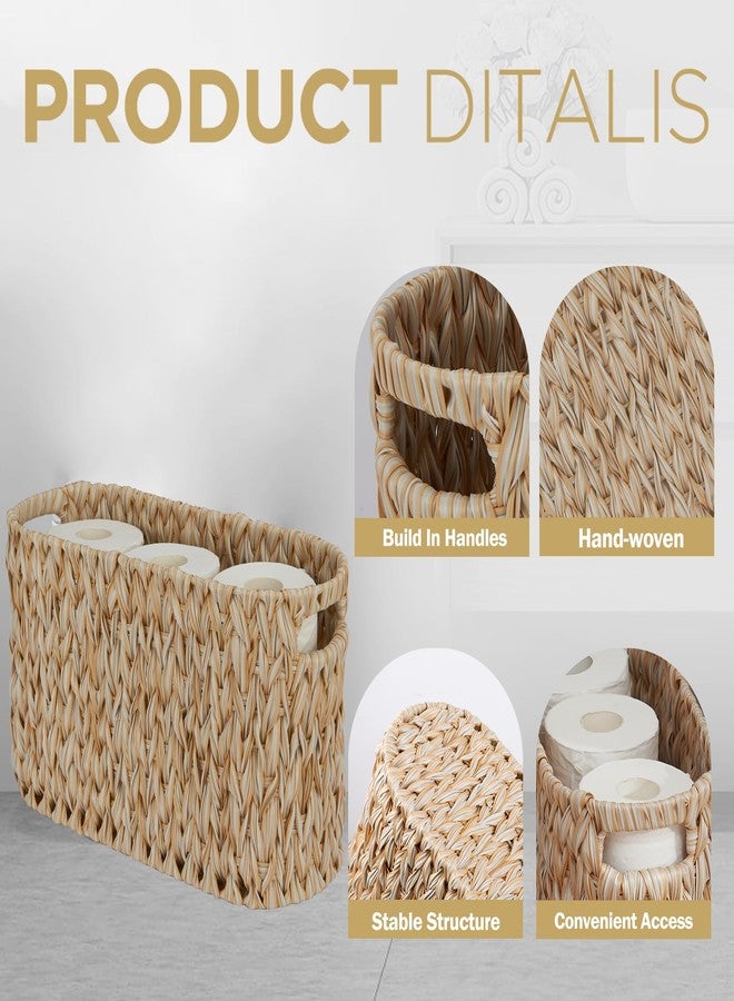 ROSOS Toilet Paper Storage,Toilet Paper Basket for Bathroom Storage 6 Rolls, Waterproof Toilet Paper Organizer for Storage, Freestanding Toilet Paper Storage Basket, Beige - Image 3