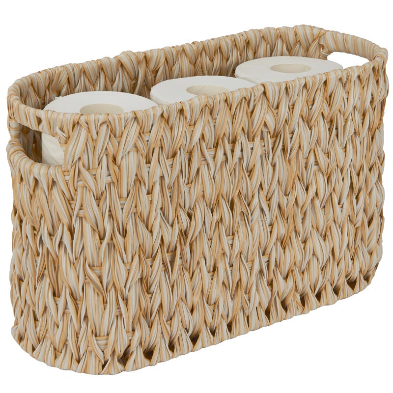 ROSOS Toilet Paper Storage,Toilet Paper Basket for Bathroom Storage 6 Rolls, Waterproof Toilet Paper Organizer for Storage, Freestanding Toilet Paper Storage Basket, Beige - Image 1