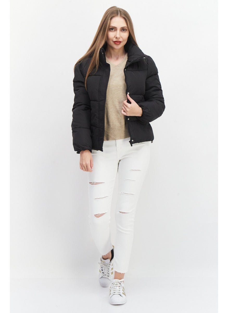 French Connection Women Solid Puffer Jacket, Black  - Image 2