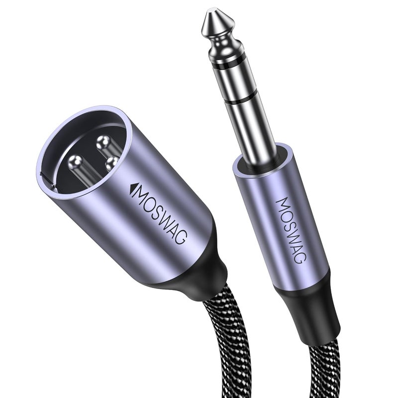 MOSWAG 6.35mm Male to XLR Male, XLR Male to 6.35mm Stereo Audio Cable, 1/4 Male to Microphone XLR 3 PIN Braid Cord Compatible to Amplifiers, Microphones, Mixers, Recoder, Home Theater and more (2M) - Image 1