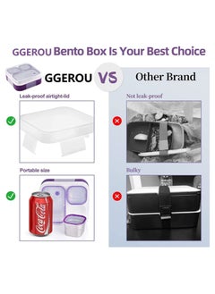 GGEROU Stainless Steel Lunch Box for Kid School,Insulated Bento Lunch Box with Tableware and Bag,720ml 3 Compartment Divided Lunch Containers  - Image 3
