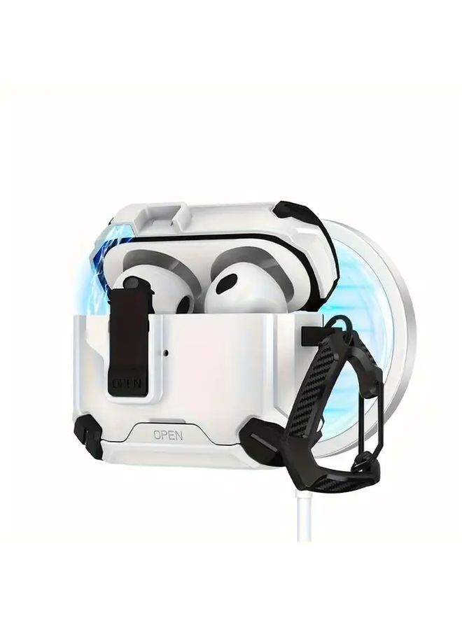 For Airpods Pro Pro 2 White Automatic Pop Up Earphone Case Protective Cover Shockproof Soft Shell Portable Charging Base With Hook - Image 1