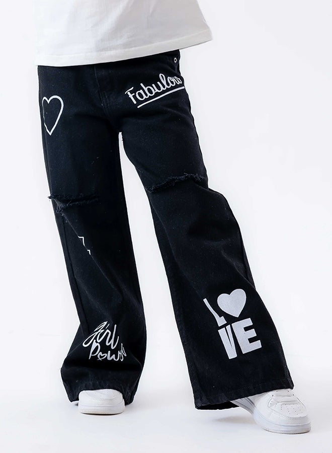 CN Jeans wear Kids Girls Summery Pants Black Jeans - Image 1
