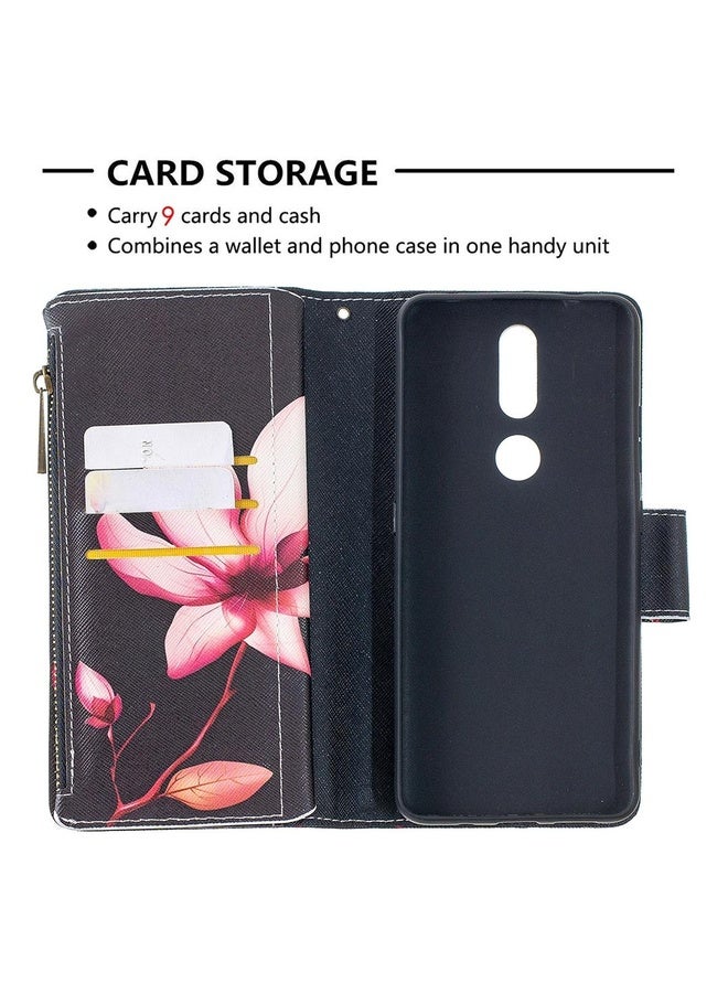 HuHa Case Cover For Nokia 2.4 Colored Drawing Pattern Zipper Horizontal Flip Leather Case with Holder & Card Slots & Wallet(Lotus)  - Image 5