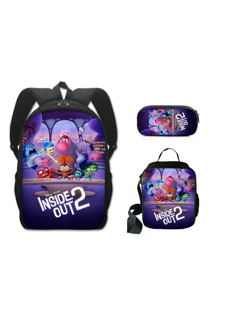 Y&D مجموعة من 3 قطع من حقائب الظهر Inside Out 2 حقيبة ظهر أنيمي للأطفال حقيبة ظهر خفيفة الوزن حقيبة ظهر عادية للطلاب  - Image 1