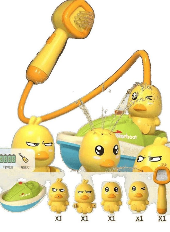 مجموعة ألعاب استحمام متعددة الوظائف للأطفال - مادة ABS الآمنة بطرق رش ماء متعددة، مقبس لالتثبيت (مُشْتَمِلٌ على مرشحات البط والقارب) - Image 1