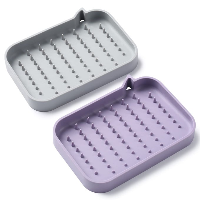 2 PACK SOAP DISH NONSLIP SELF DRAINING SOAP HOLDER KEEP THE BAR SOAP DRY FLEXIBLE SOAP SAVER EASY TO CLEAN BAR SOAP HOLDER SOAP TRAY FOR SHOWER BATHROOM KITCHEN