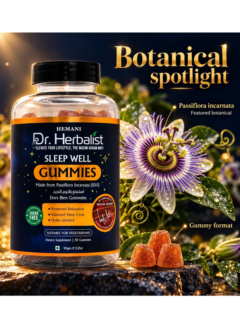 HEMANI Dr. Herbalist Sleep Well Sugar-Free Vegetarian Gummies with Passiflora Incarnata, 30 Count - Image 2