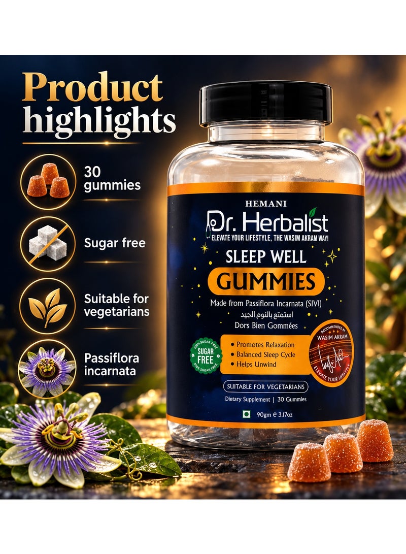 HEMANI Dr. Herbalist Sleep Well Sugar-Free Vegetarian Gummies with Passiflora Incarnata, 30 Count - Image 3