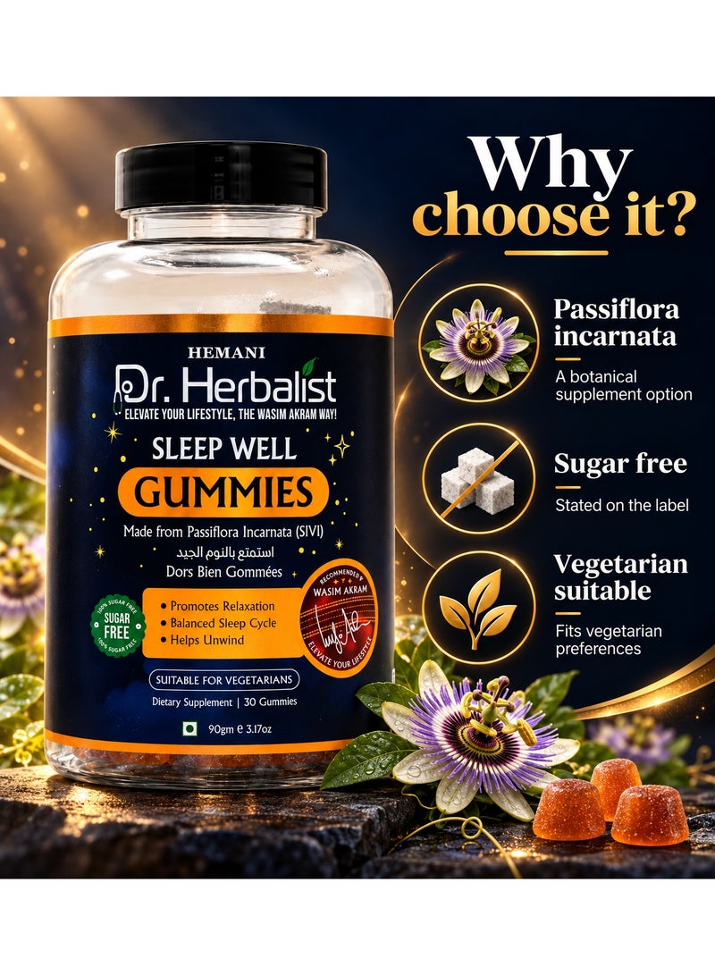 HEMANI Dr. Herbalist Sleep Well Sugar-Free Vegetarian Gummies with Passiflora Incarnata, 30 Count - Image 4