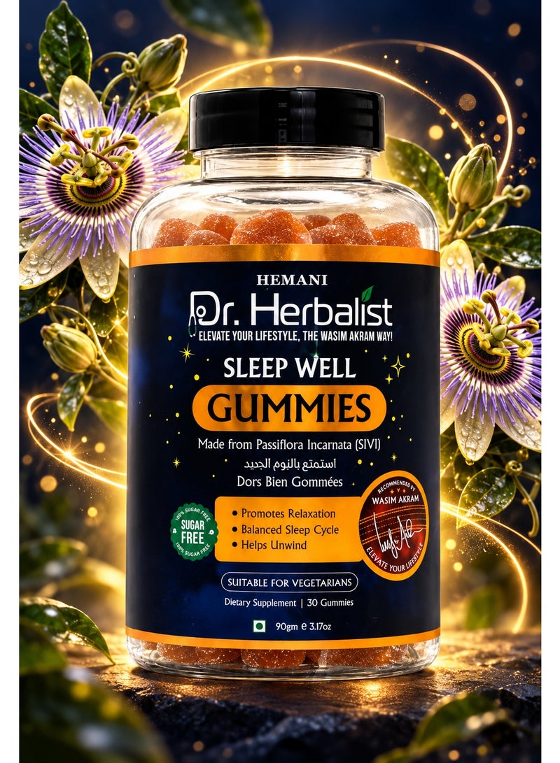 HEMANI Dr. Herbalist Sleep Well Sugar-Free Vegetarian Gummies with Passiflora Incarnata, 30 Count - Image 1